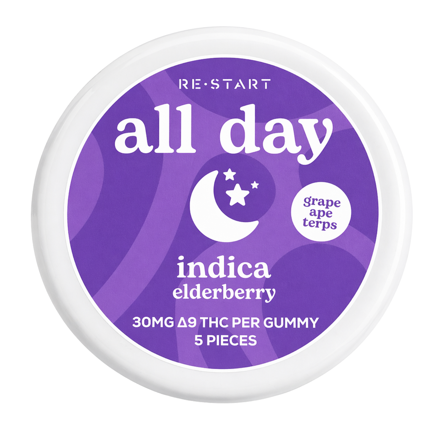 30MG THC All Day Gummies - Elderberry / Indica / 5-count